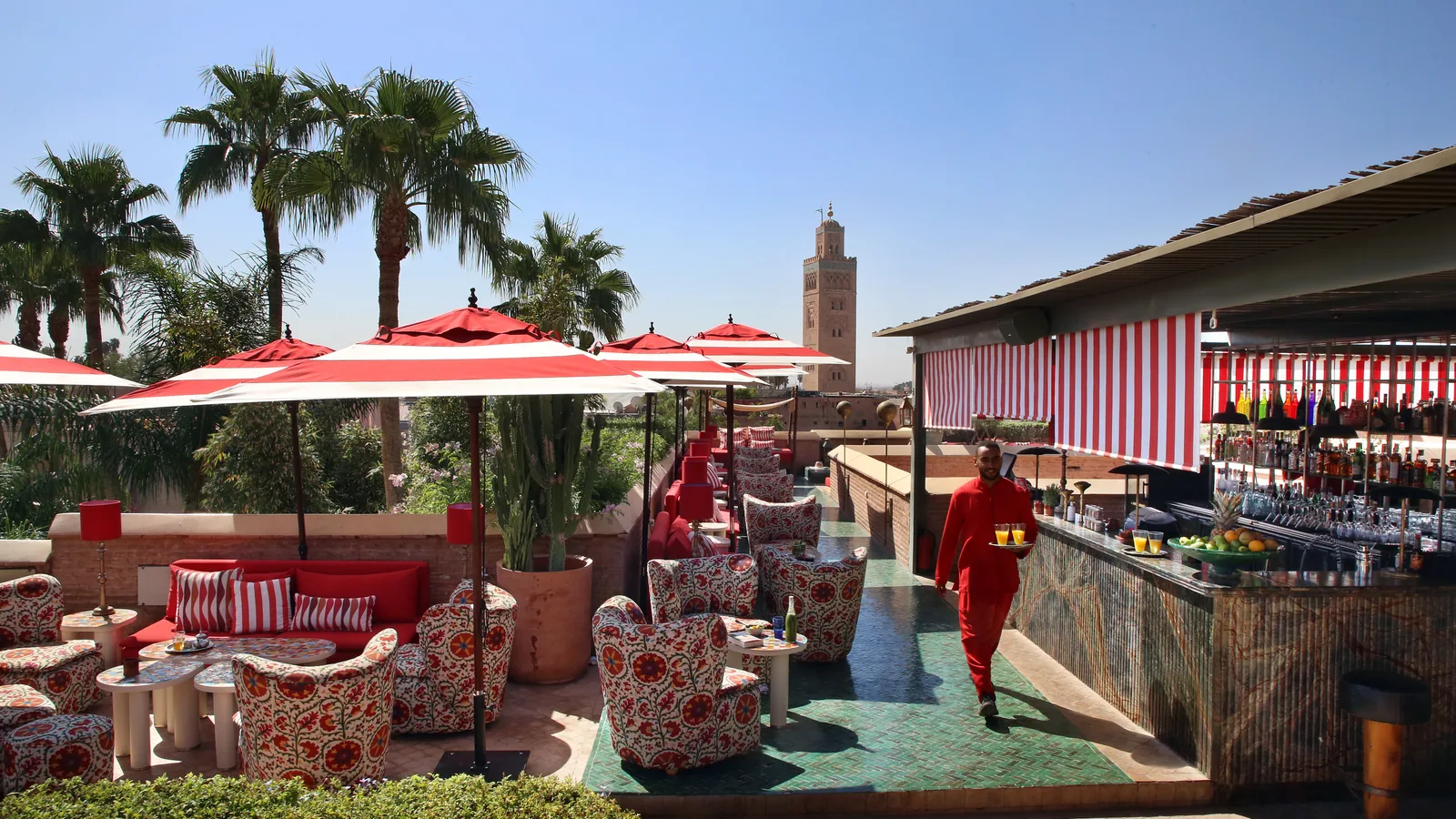 Furnished apartment or terrace in Marrakech illustrating short-term rental.